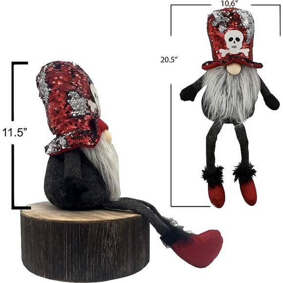 "Rocker Inspired Stuffed Gnome Decoration - Handmade - Admired By Nature" - Picture 3 of 5